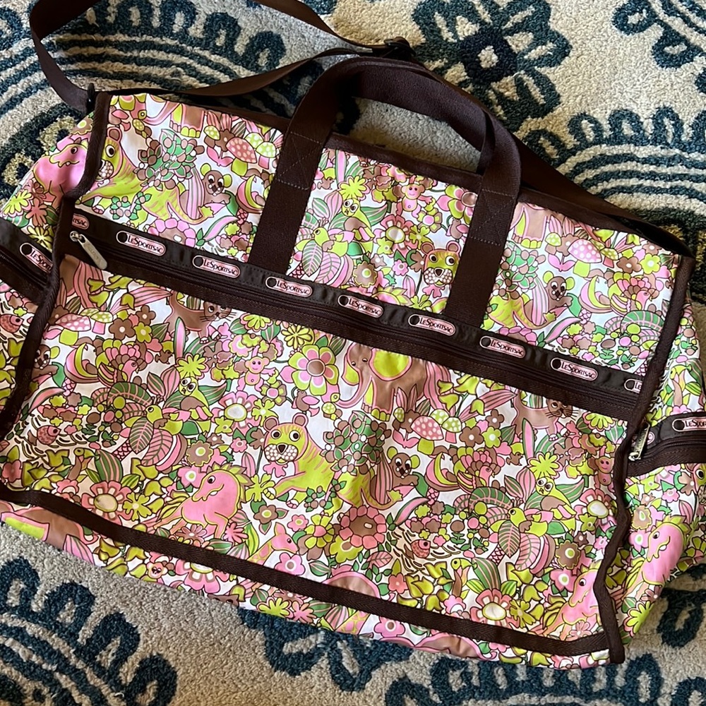 XL Vintage LeSportSac 70s Jungle Safari Mushroom Print